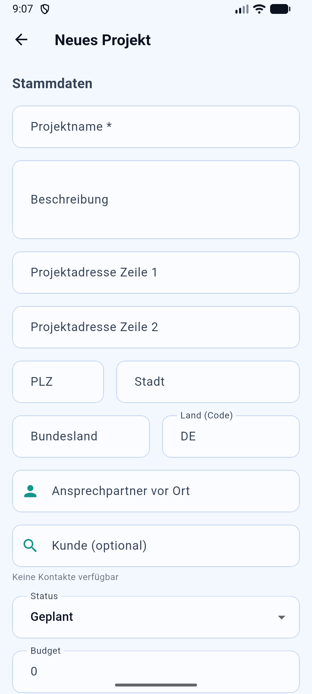 Projektverwaltung in hassolux